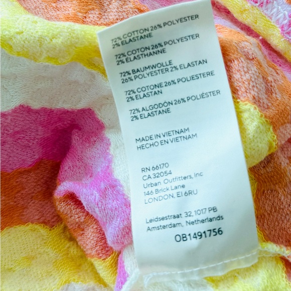 Free People Floral Mod Cropped Polo Top Babe Town Retro 60s Boho Large - Picture 6 of 6